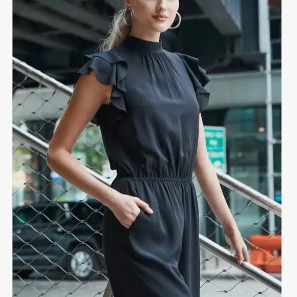 1.STATE Women's Flutter Sleeve Jumpsuit - Picture 5 of 11